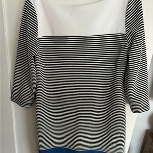 Isaac Mizrahi Shift Dress Tunic Black Ivory, Blue